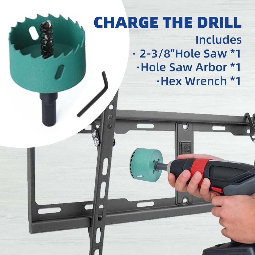 TV Wire Hider Kit - Wall Mount Cable Management Solution | White, Includes 2 Pass-Throughs & Hole Saw Drill