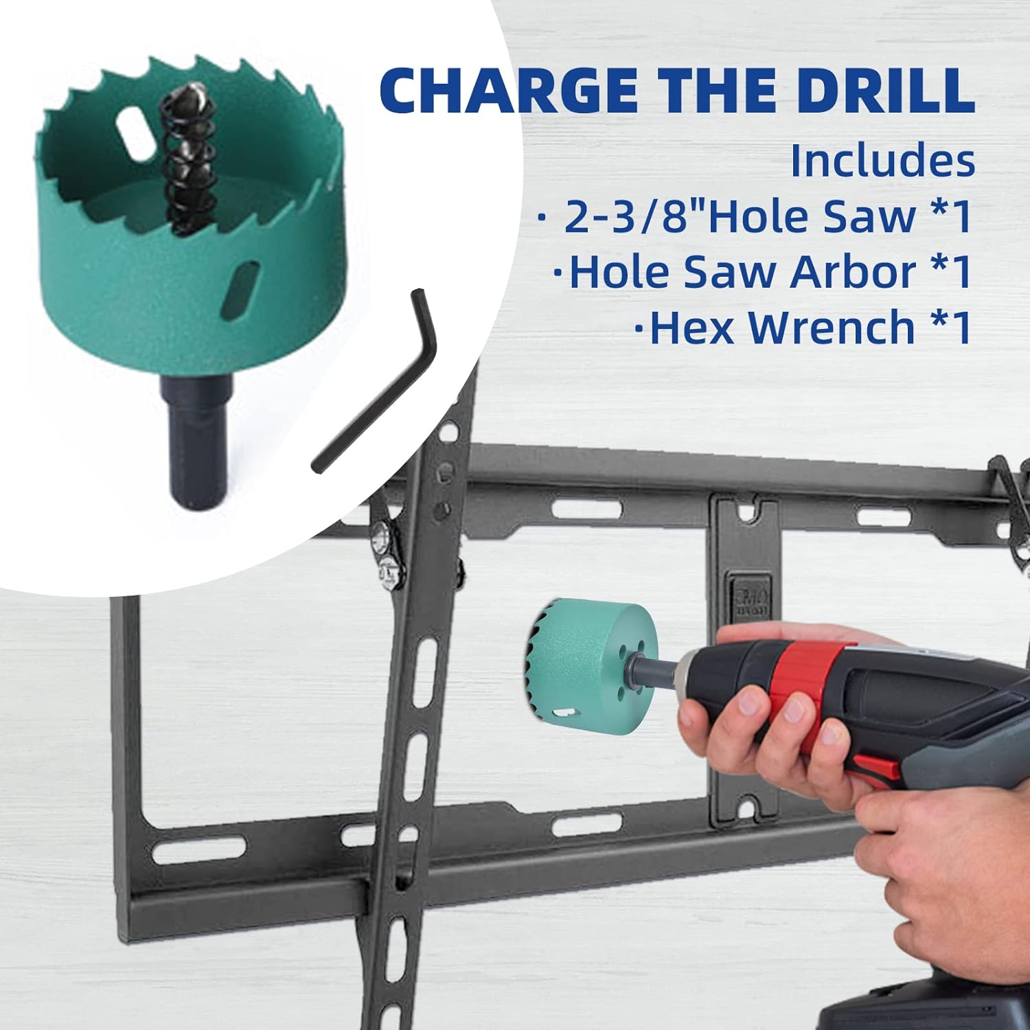 TV Wire Hider Kit - Wall Mount Cable Management Solution | White, Includes 2 Pass-Throughs & Hole Saw Drill