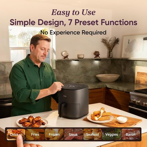 COSORI Air Fryer Pro - Compact 5QT with Ceramic Coating & 7 Presets | Easy Clean, 450℉, Gray