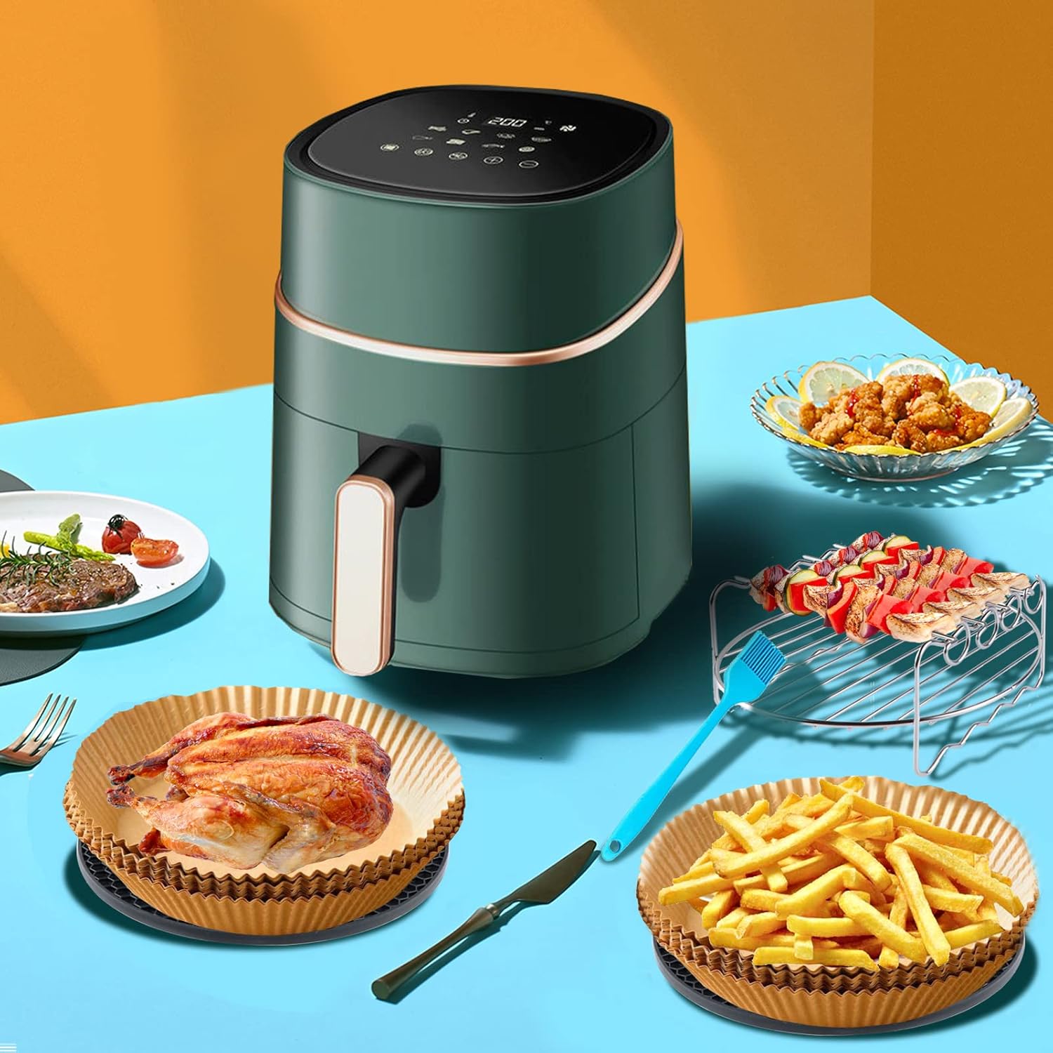 Ninja Air Fryer Accessories - 12 PCS Set with Oven Cake Pan, Pizza Pan & Air Fryer Liner | Fits 3.6-5.8QT