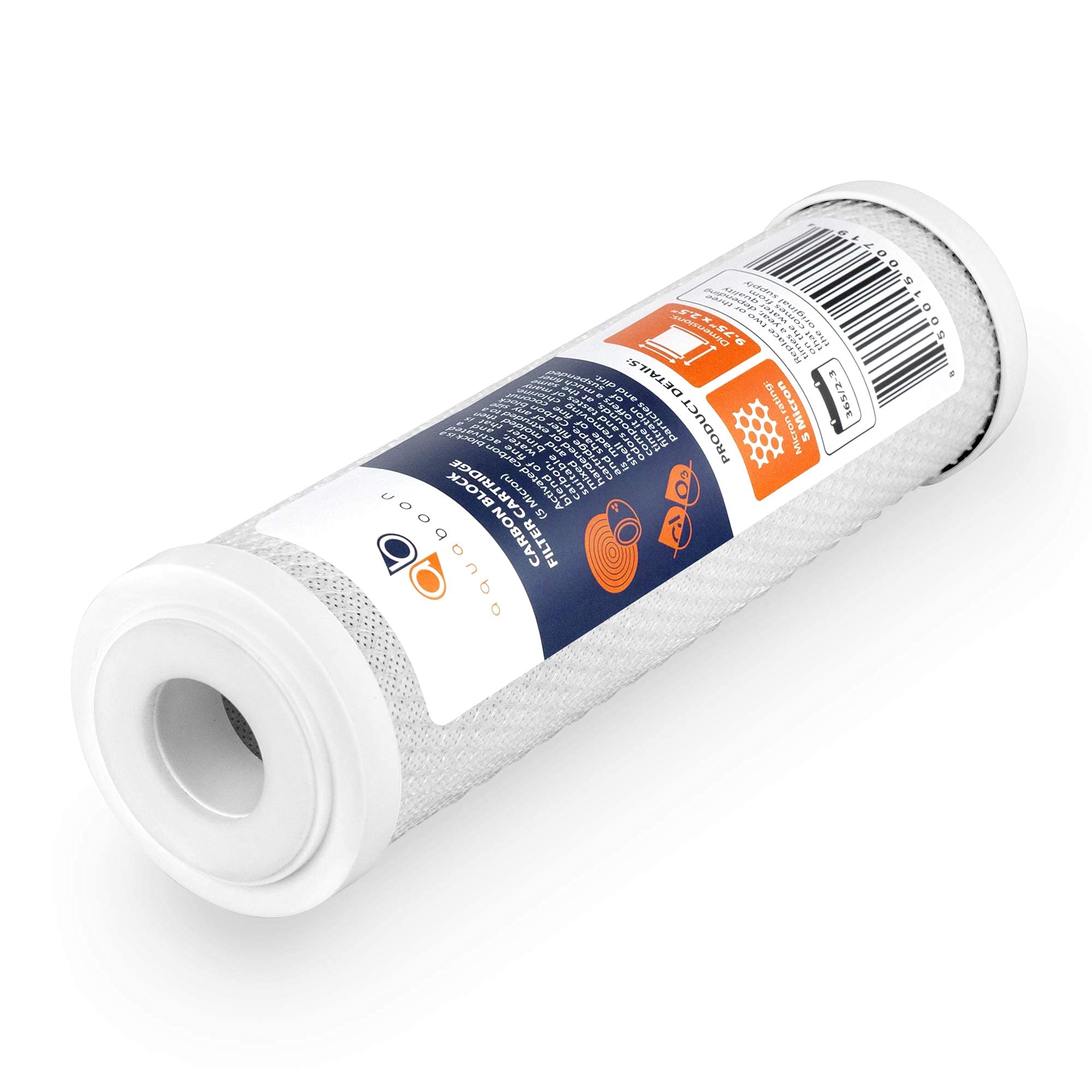 Aquaboon 5 Micron 10 x 2.5 House Water Filters Cartridges, Set of 12 | Sediment & Carbon Filter Replacements Compatible with WHKF-WHWC, P5, WHKF-GD05