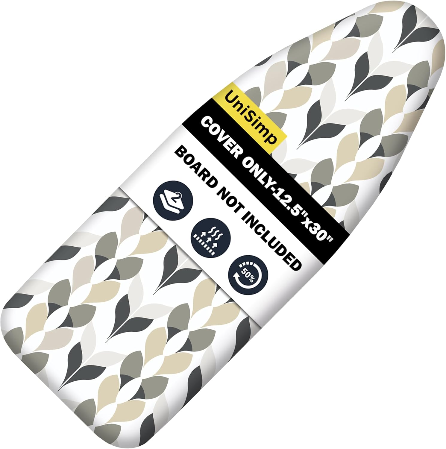 UniSimp Small Ironing Board Cover - Heat Resistant Cotton Canvas with Padding | 12.5"x30" Foliage Design