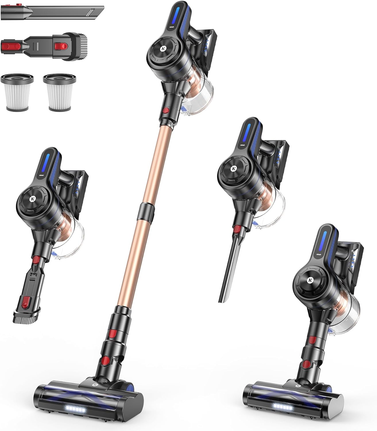 NADALY Cordless Vacuum Cleaner - 500W 40KPA Stick Vacuum with 45 Min Runtime | Anti-Tangle Design, 1.5L Dust Cup