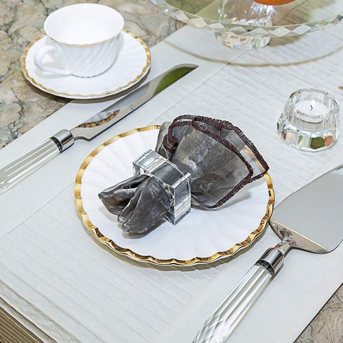 Donoucls Crystal Napkin Holder Rings Square Design Christmas Decorations for Dinner Set of 12