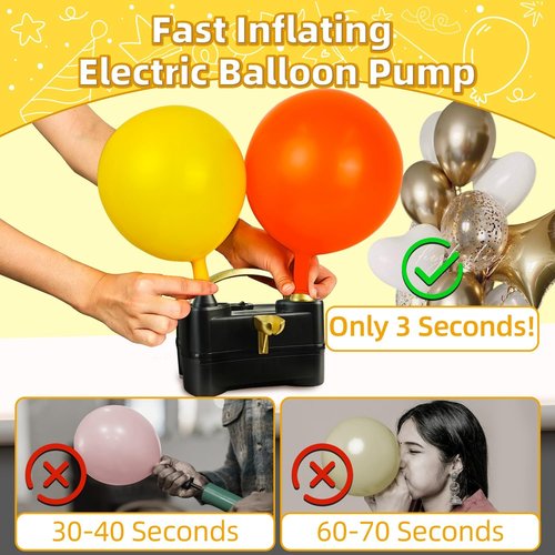 Bezente Rainbow Latex Balloons - 100 Pack Assorted Colors with Electric Balloon Pump