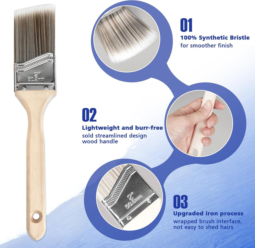 Skiennix Paint Roller Kit - 27 Piece Set with Extension Pole 2 to 4 Ft | Includes 4" & 9" Rollers & Brushes