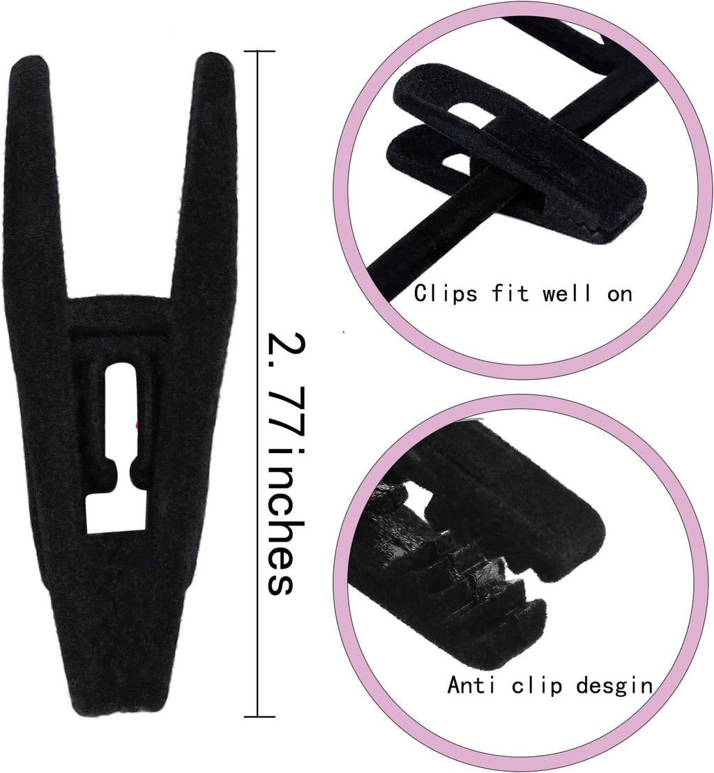 Tinfol Velvet Hanger Clips - 24 Pack Black Pants Clips with Strong Grip for Slim-Line Hangers
