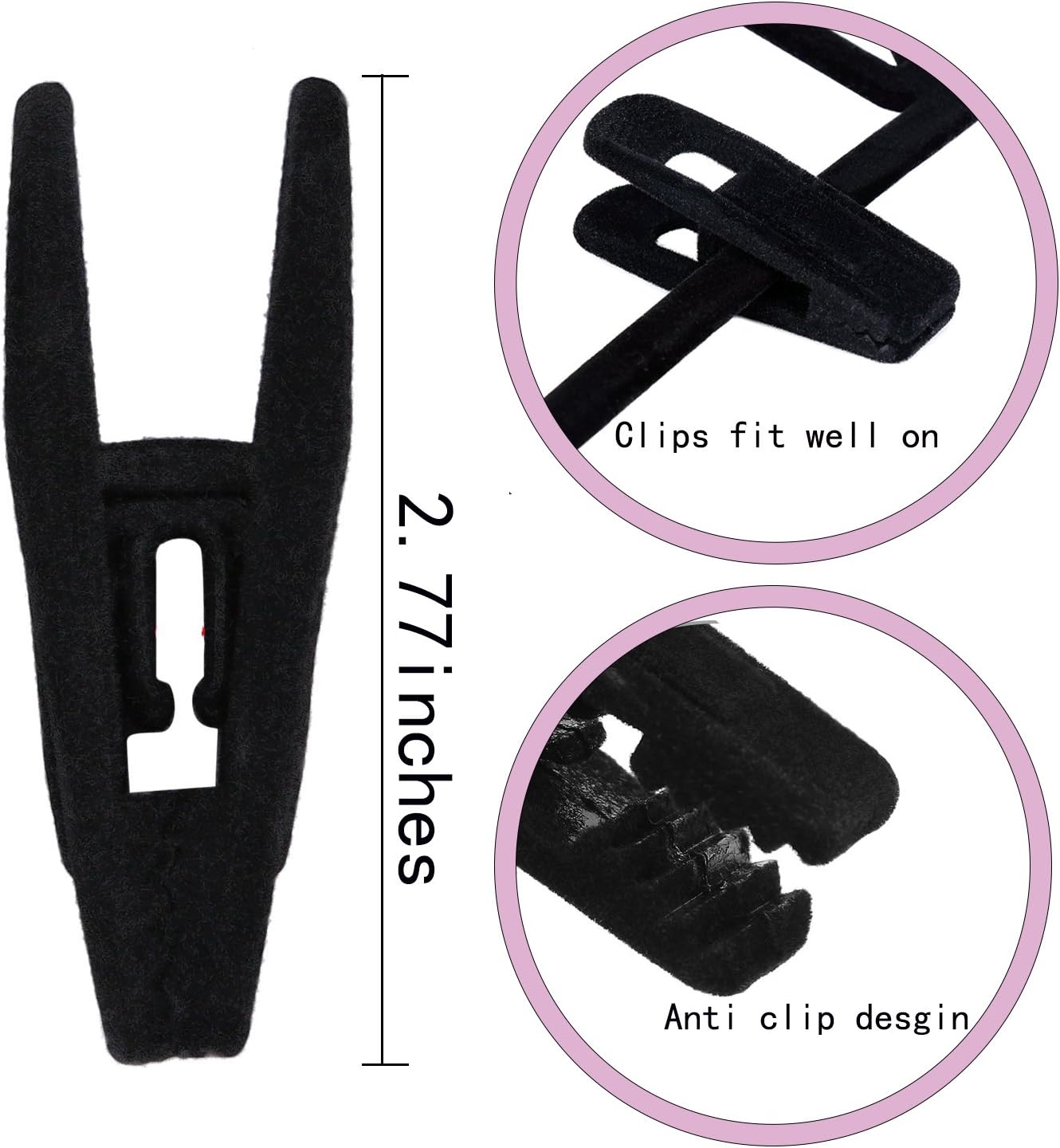 Tinfol Velvet Hanger Clips - 24 Pack Black Pants Clips with Strong Grip for Slim-Line Hangers
