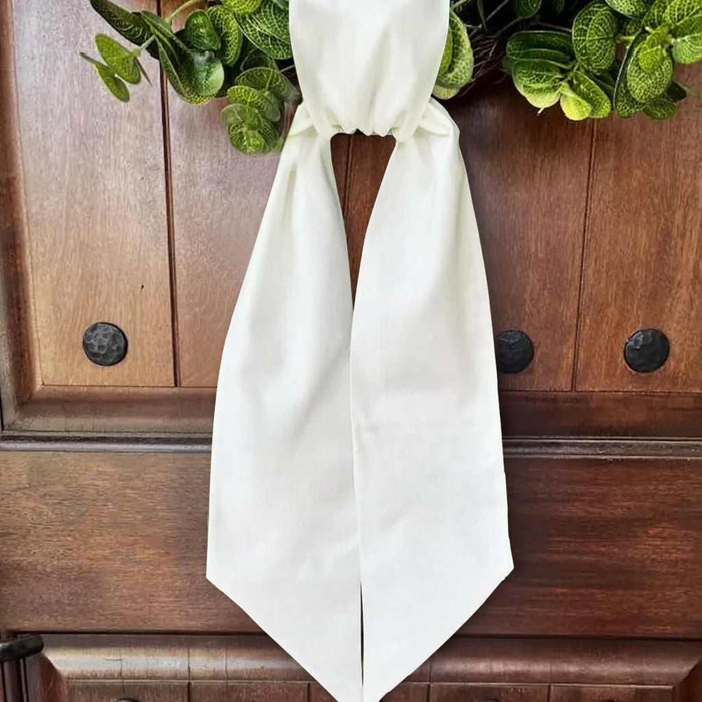 Regine Switzerland Christmas Wreath Sash - 8 Pcs White Cotton Linen for Festive Door Decor