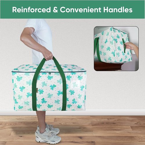 BALEINE Oversized Moving Bags - Heavy-Duty Storage Totes with Reinforced Handles | 2-Pack (Clover)