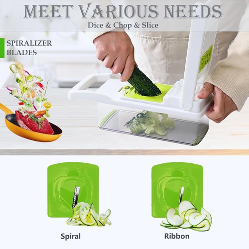 Dewpeton Pro-Series 20-in-1 Vegetable Chopper - Versatile Mandoline Slicer & Spiralizer for Easy Meal Prep