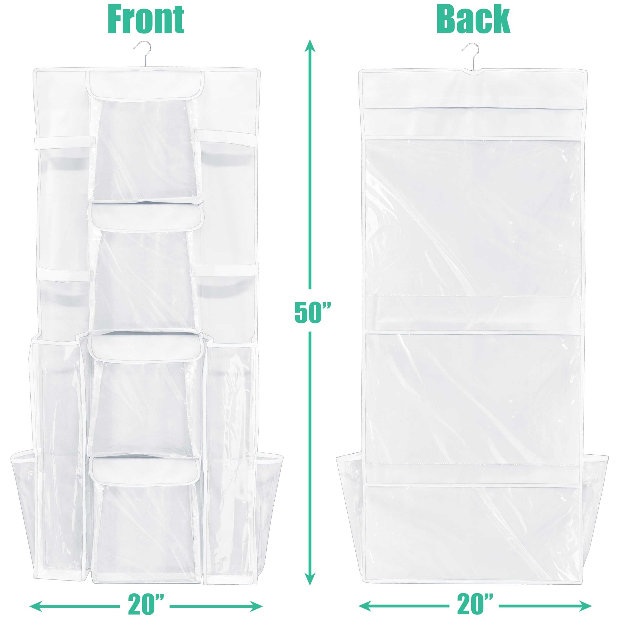 Simple Houseware Double-Sided Hanging Gift Wrap Organizer Storage Pockets, White (Set of 1)