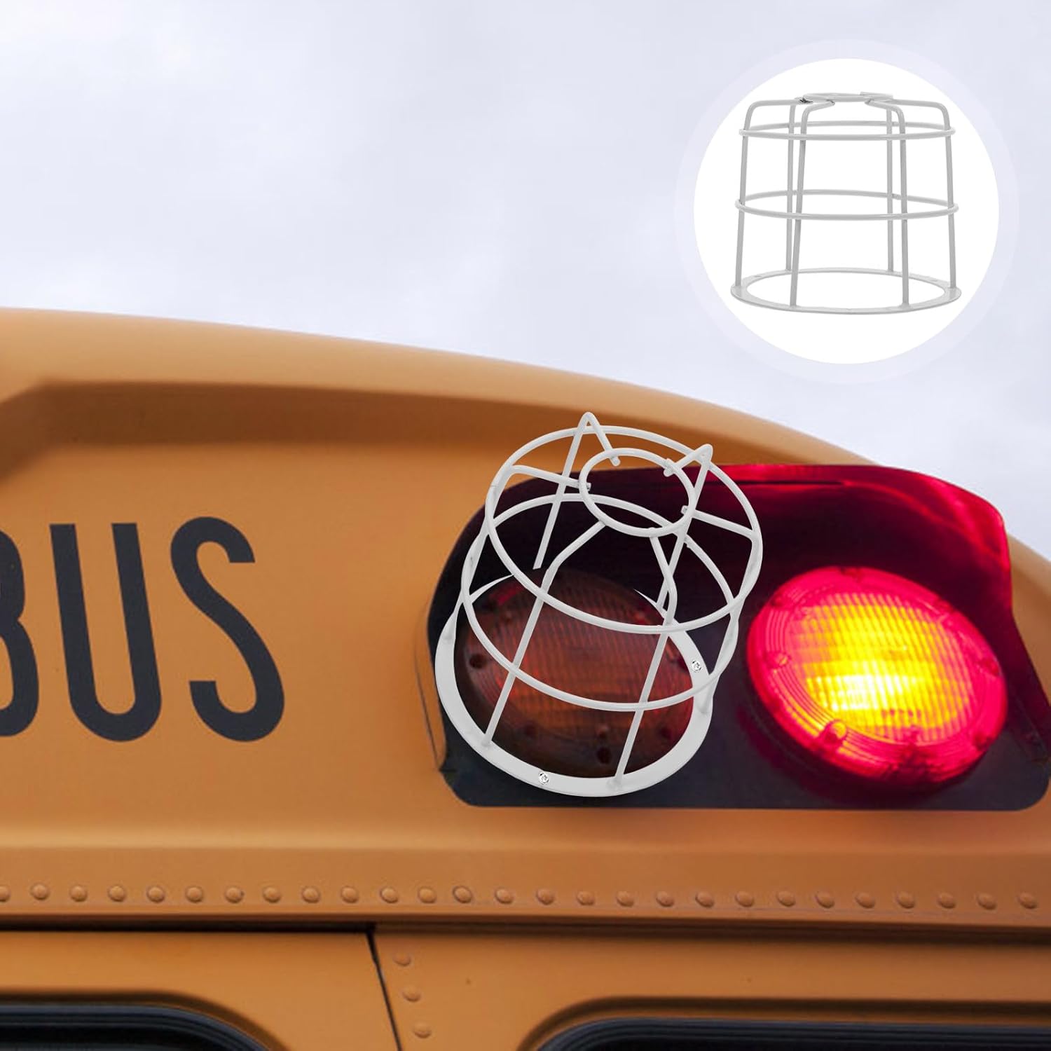 Uonlytech School Bus Warning Light - Explosion-Proof Protective Mesh Wire Cage | 4.96 Inch Safety Guard