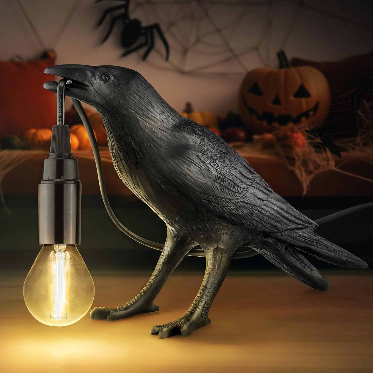 Skiennix Halloween Crow Lamp - Gothic Raven Table Light for Bedroom & Living Room Decor