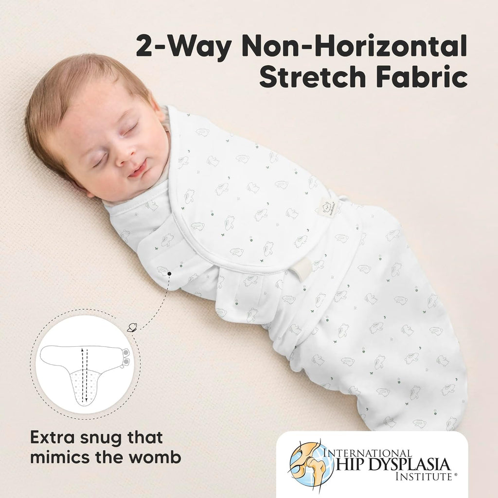 Skiennix Organic Baby Swaddle Sleep Sacks - Soft & Snug for Newborns 0-3 Months | 3-Pack (Bunnies, XS)