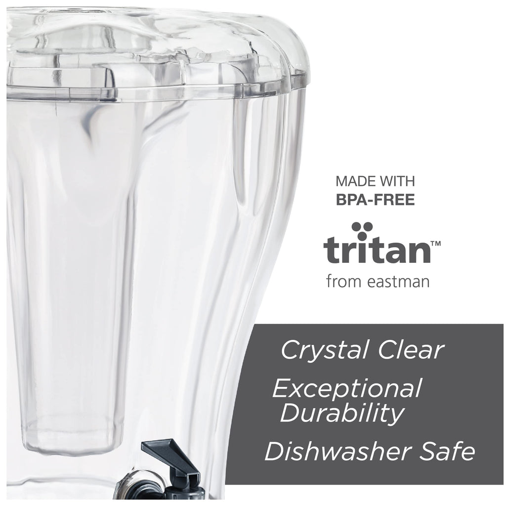 Buddeez 3.5 Gallon Clear Drink Dispenser - Built In Ice Cone and Spigot for Easy Pouring - Party-Perfect Serving Station with Chalk Board Tag