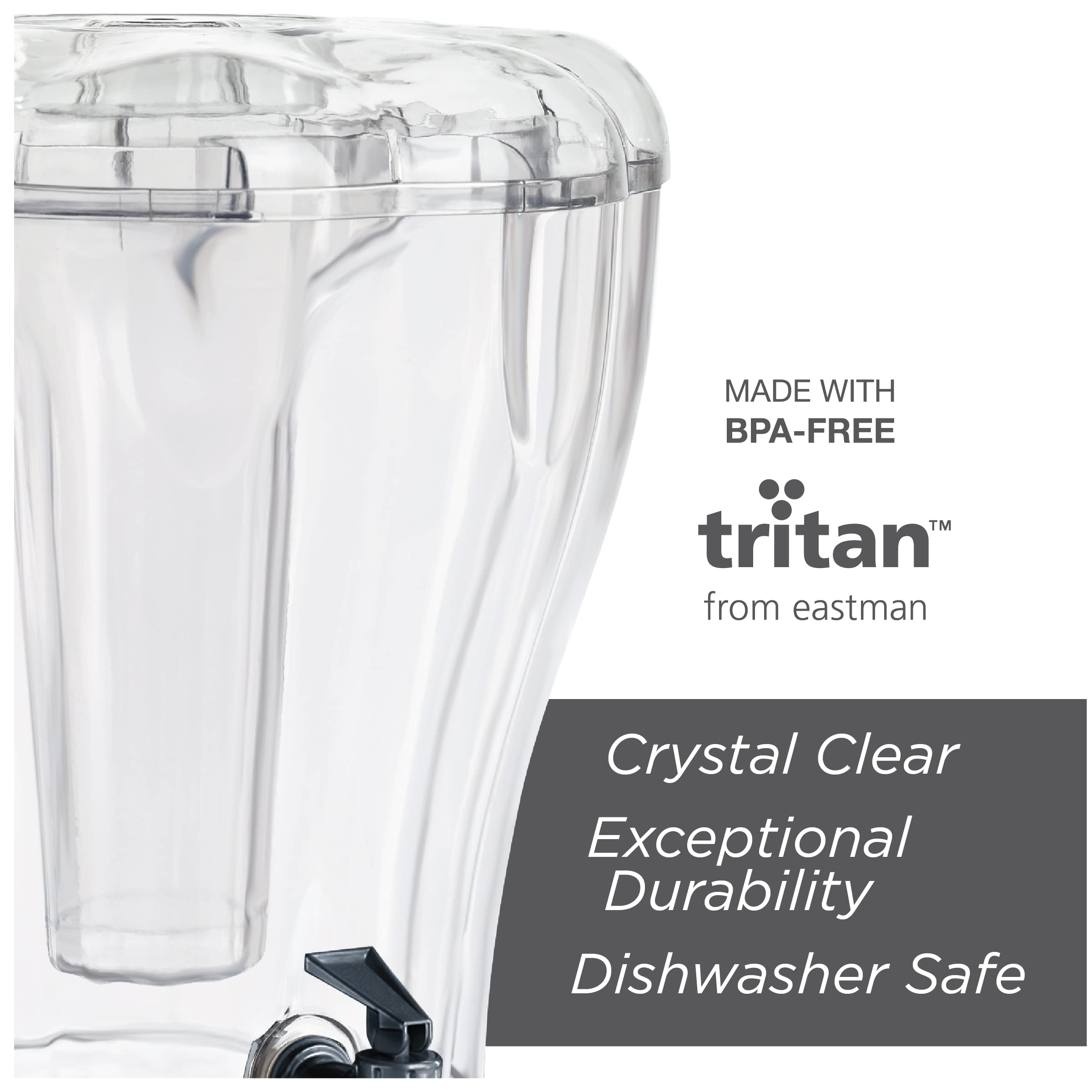 Buddeez 3.5 Gallon Clear Drink Dispenser - Built In Ice Cone and Spigot for Easy Pouring - Party-Perfect Serving Station with Chalk Board Tag