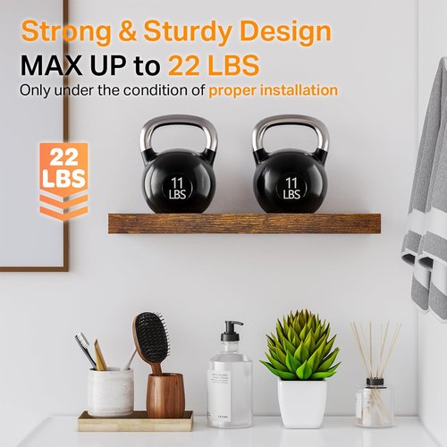 BAYKA Floating Bathroom Shelves - Rustic Wood Over Toilet | Set of 3 for Home Decor & Organization