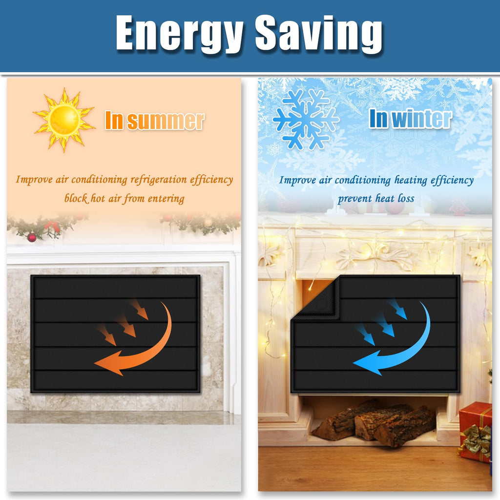 Magnetic Fireplace Blanket for Heat Loss Indoor Fireplace Covers Keep Drafts Out Stops Heat Loss Fireplace Draft Stopper with Built-in 12 Strong Magnet for Iron Fireplace Frame Fireplace Screen 36x32"