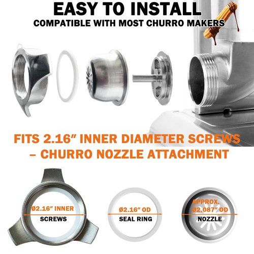 5 Piece Spanish Churro Maker Filling Nozzles Attachment Hollow Stainless Steel Molds Replacement Parts for Churro Machine