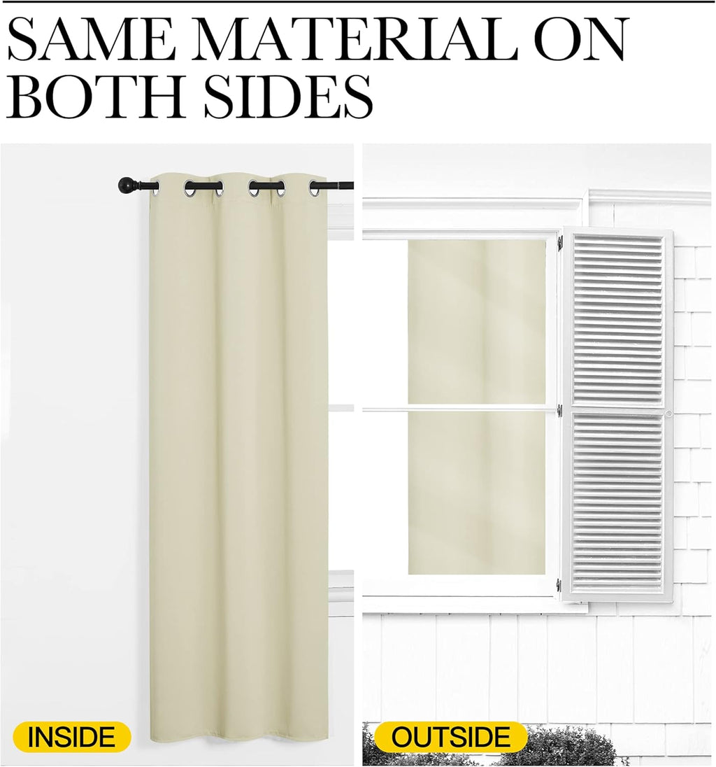 NICETOWN Room Darkening Curtain Panels - Thermal Insulated Grommet Drapes for Windows | Beige, 2 Panels, W55 x L68-Inch