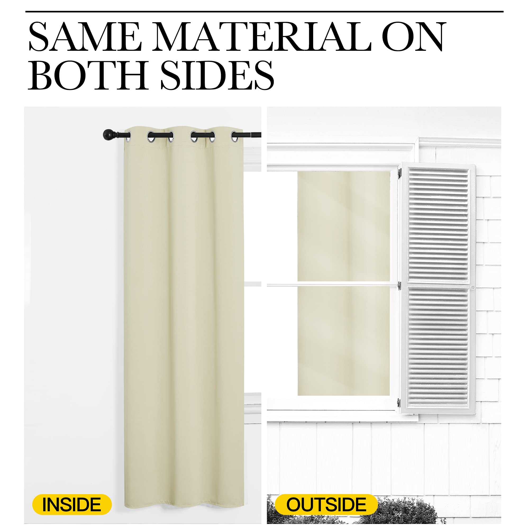 NICETOWN Room Darkening Blind Shade for Kids Bedroom Triple Weave Home Decoration Light Blocking Solid Ring Top Curtain/Drape for Small Window (Beige, Single Panel, 42 x 63 inch)