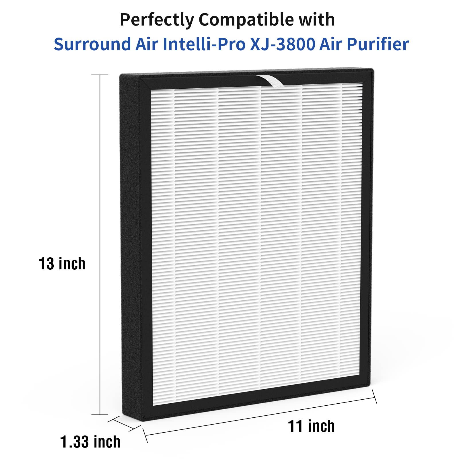 2 Pack XJ-3800 Replacement Filter Compatible with Surround Air Intelli-Pro/Air Shield/Newport 9000/XJ-3800 Series Purifier