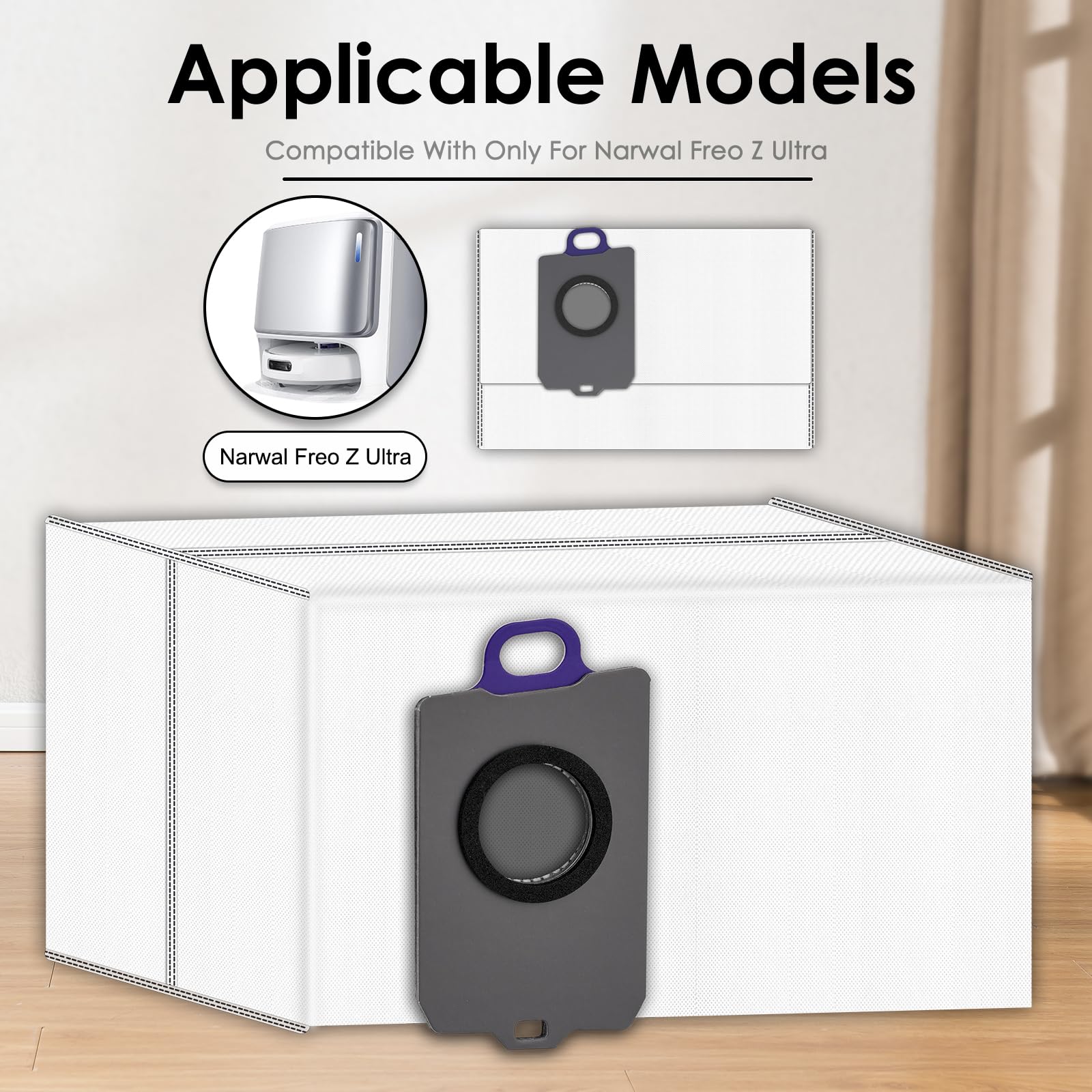 (15 Pack) Freo Z Ultra Replacement Dust Bags compatible with Narwal Flow, Freo Z Ultra Vacuum Cleaner, Disposal Bag Accessories, Freo Z Ultra Robot Vacuum Bags, Filter Bags, Canister Bags