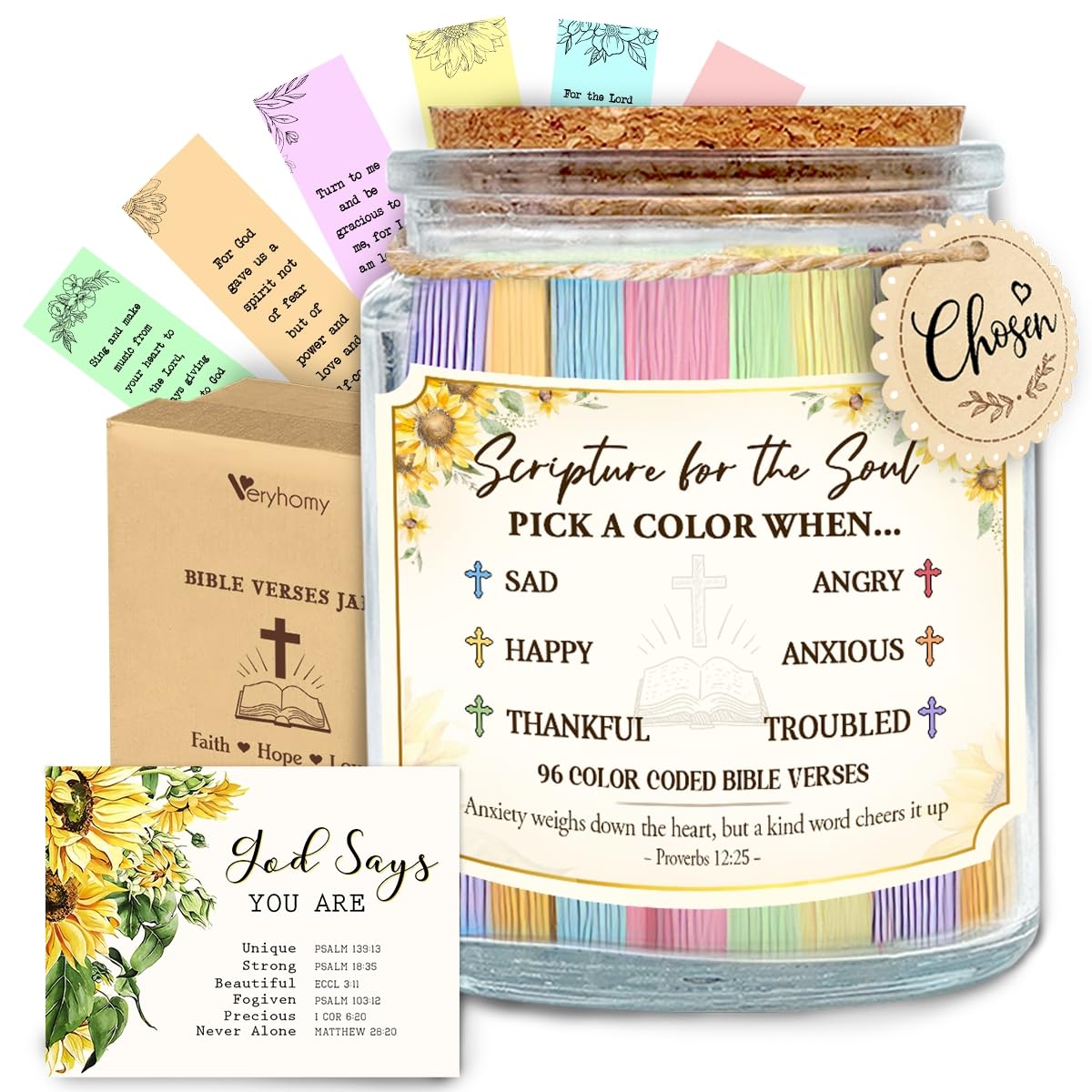 Mothers Day Gifts For Mom From Daughter, Son - Inspirational Bible Verse Jar, Religious Christian Gifts For Women Men - Prayer Jar with Scriptures for Nana Sisters Besties, Birthday Presents For Moms