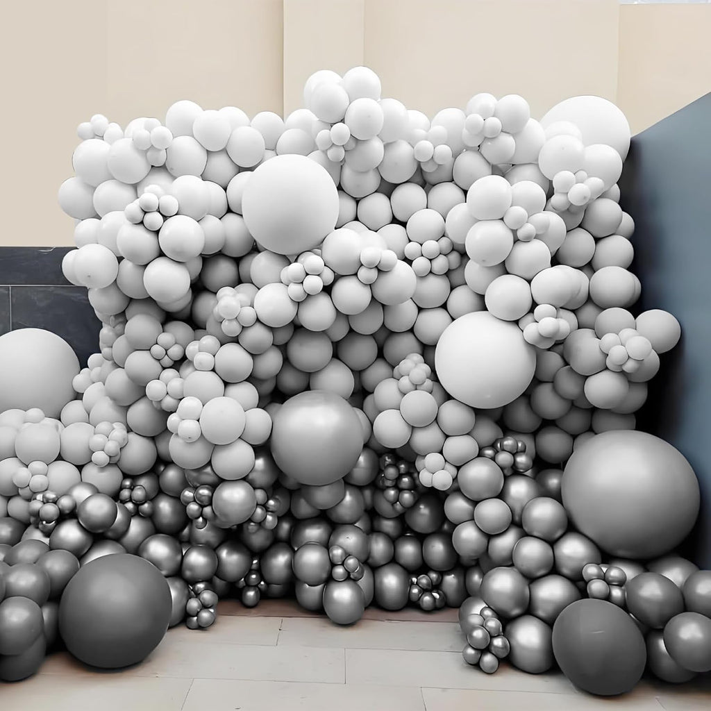 Skiennix Gray Balloon Arch Kit - 120pcs in 5-18 Inch Sizes for Birthday, Baby Shower & Wedding Decor
