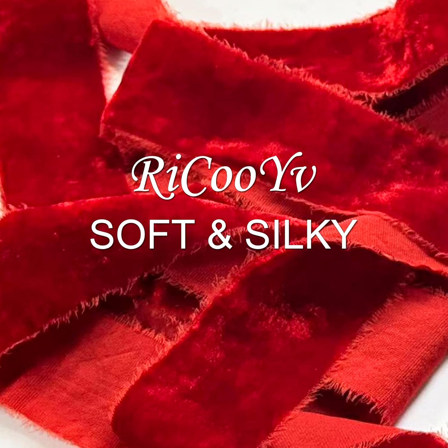 Red Velvet Ribbon - 1.5 Inch Handmade Silk Fabric, 5 Yards for Gift Wrapping, Bouquets & Ornaments