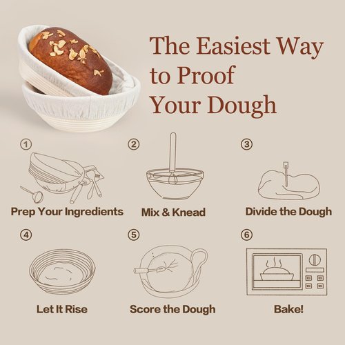 Sourdough Starter Kit with 15 Tools – Bread Making Kit: 9" Round & 10" Oval Banneton Bread Proofing Basket Set, Essential Sourdough Bread Baking Supplies for Beginners, Homemade Baking & Gifts