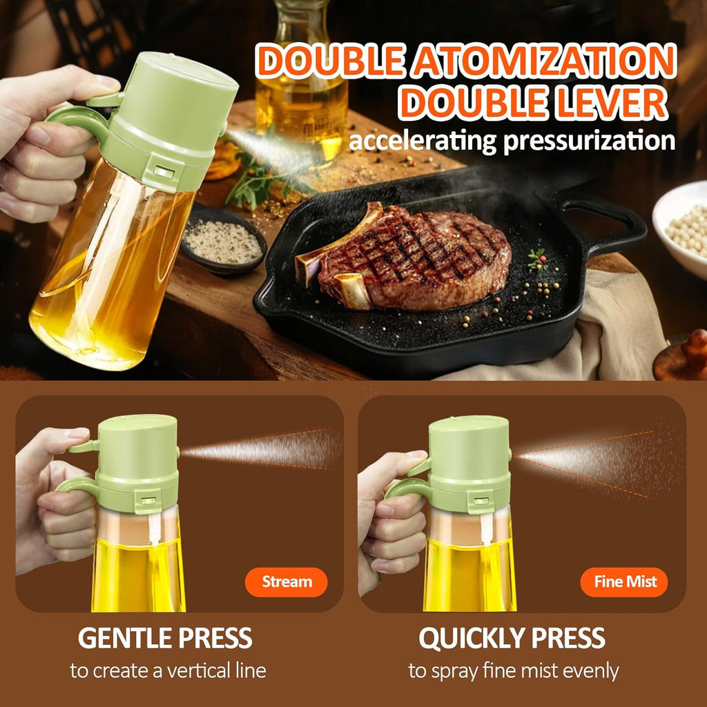 YARRAMATE Oil Sprayer - 16oz Easy Refillable Glass Dispenser for Cooking | Food-Grade Design (Green)