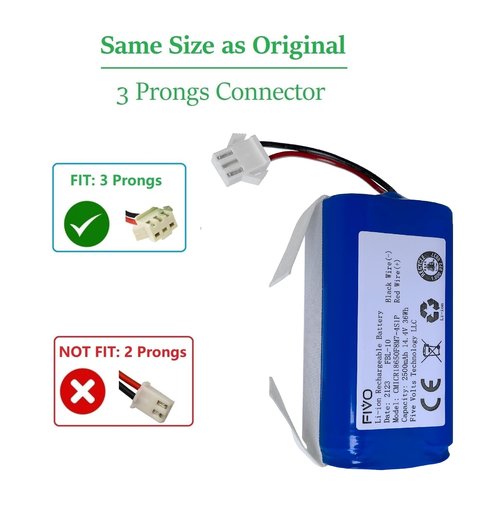 FIVO Replacement Battery for Ecovacs Deebot N79 N79S DN622 Eufy RoboVac 11, 11S, 12, 15C, 25C, 30, 30C, 35C; Vacuum Cleaners; 2600mAh, 14.8v.