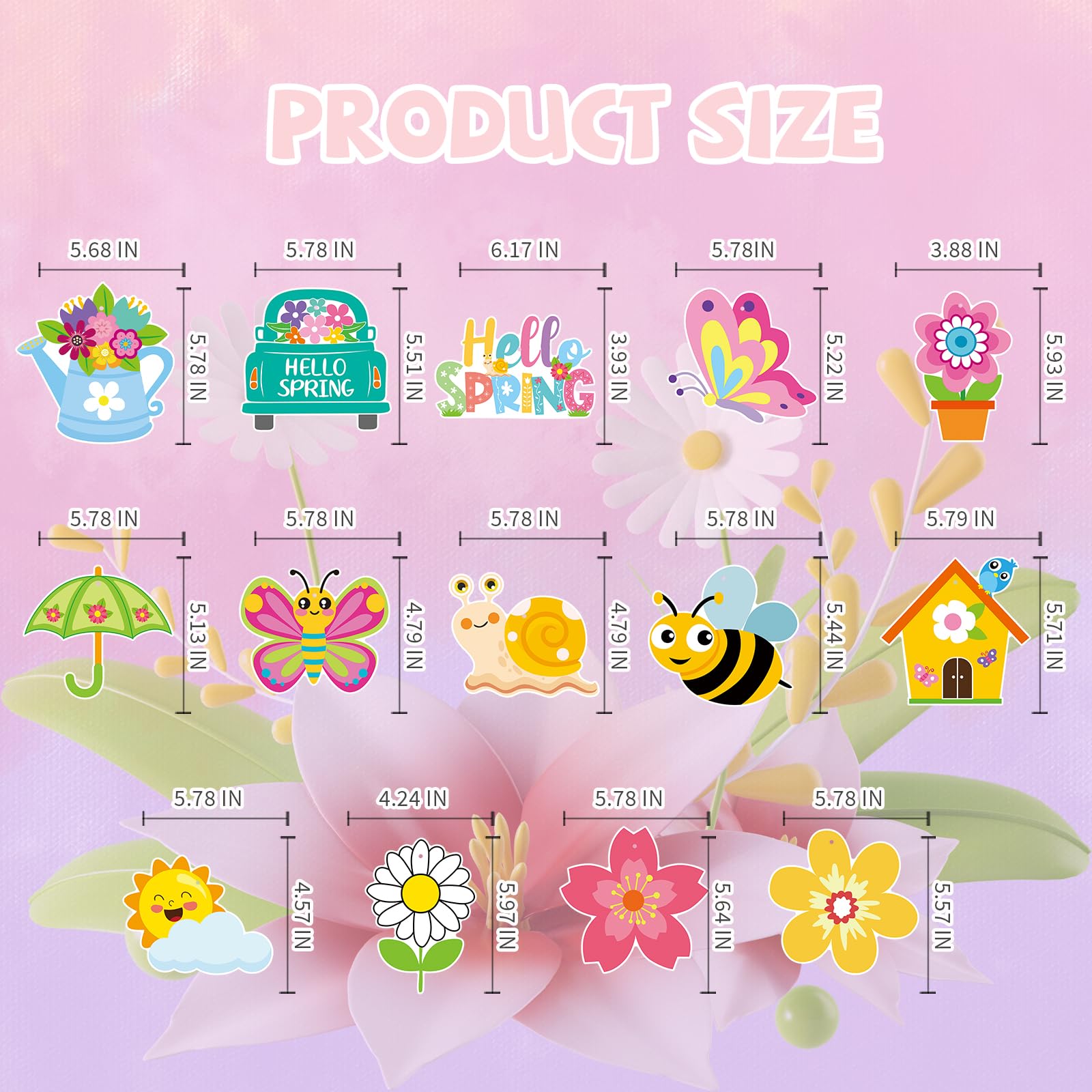 YQUQWN 48 PCS Spring Hanging Swirls Decorations Sun Flowers Butterfly Ceiling Swirls Spring Summer Birthday Party Decorations for Classroom Baby Shower Streamers Decor