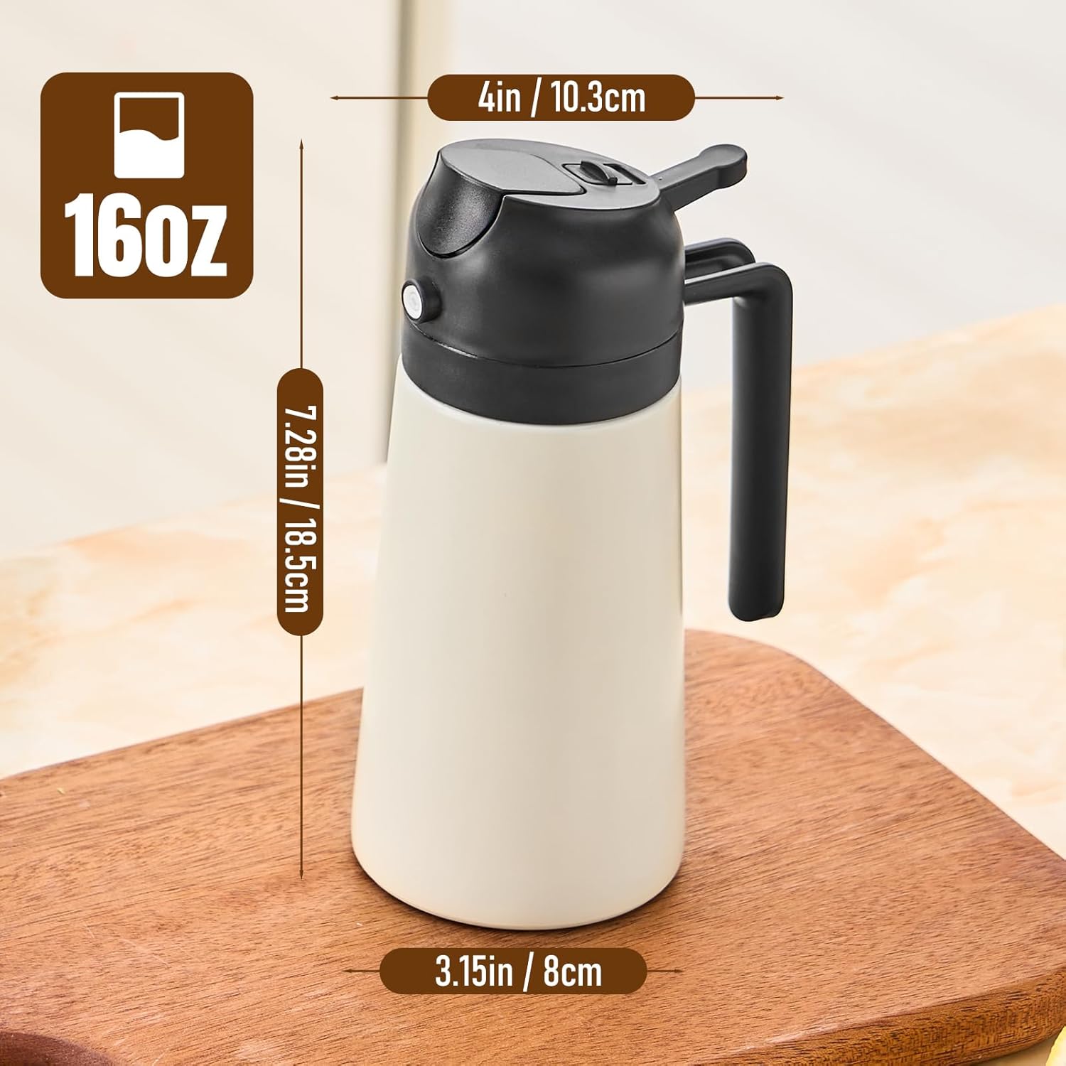 Baalaka Olive Oil Sprayer - 2-in-1 Dispenser & Sprayer for Cooking | Stainless Steel, 16oz (Black)