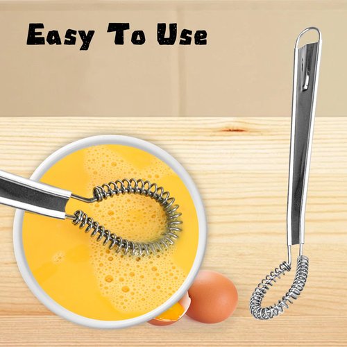 2 Pieces Egg Beater, Stainless Steel Mini Egg Whisk, Spring Coil Whisk, Handheld Milk Frother Foamer Sauce Stirrer Blender Coffee Mixer