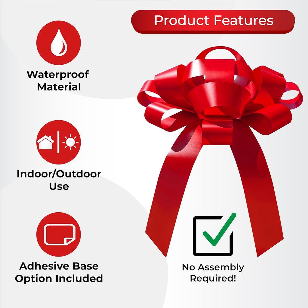 CarBowz Big Car Bow - Giant Non-Scratch Magnet | Weather Resistant Vinyl in Red