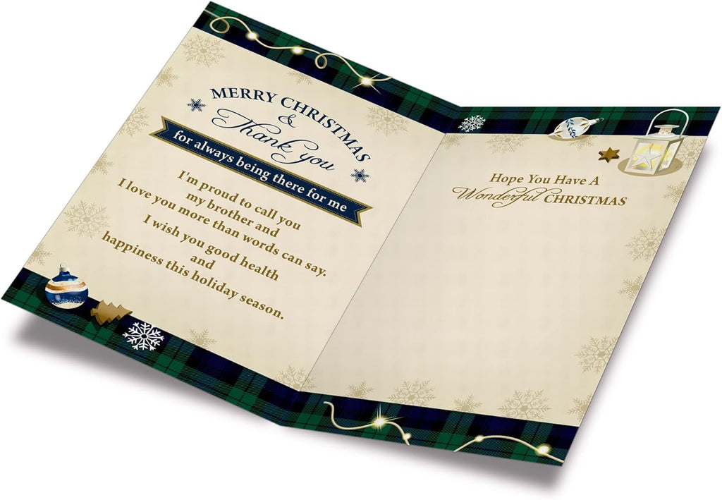 Prime Greetings Christmas Card for Brother - Eco-Friendly Thick Card Stock | 5in x 7.75in with Premium Envelope