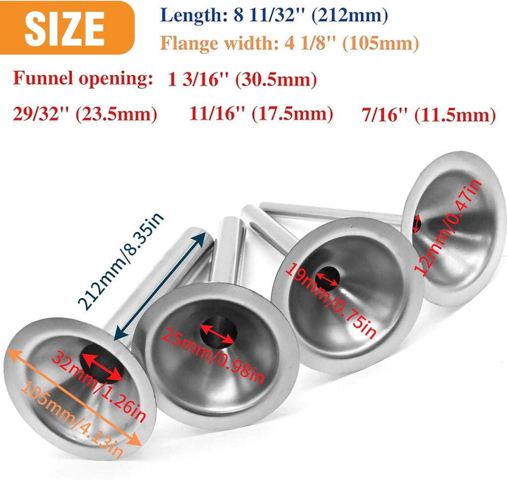 Saihisday Sausage Stuffing Tubes - 4Pcs Stainless Steel Nozzles for #32 Meat Grinder | 5/4”, 1”, 3/4”, 1/2” Openings