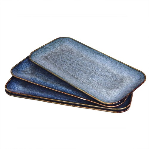 jinsongdafa Porcelain Plate Set Large Serving Tray Set of 4, Reusable Serving Platters for Party Food, Cookie, Appetizer, Charcuterie, Snack, Dessert Display,Stackable Kitchen Dish 14.4 INCH