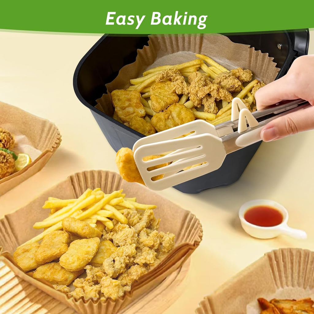 Skiennix 360 Pcs Air Fryer Paper Liners - Heavy Duty, Non-Stick & Unbleached 8” Square Parchment