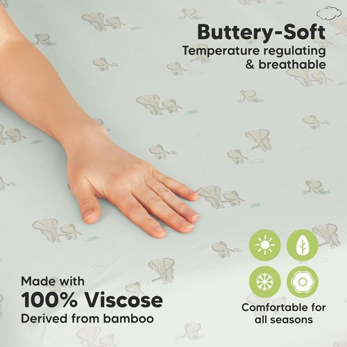 Elly Pack and Play Sheets - Soft & Cozy 2-Pack Fitted Mini Crib Sheets for 38x26 Mattresses | Neutral Toddler Bedding