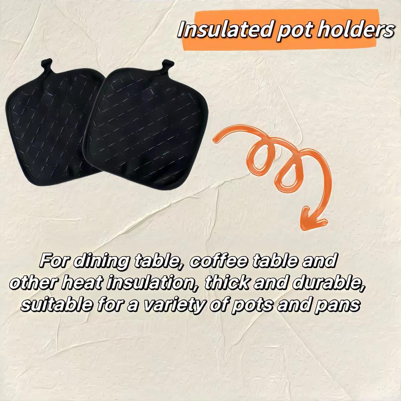 Skiennix Oven Mitts Set - 4-Piece Heat Resistant Kitchen Mitts & Pan Racks | Non-Slip Silicone, Black