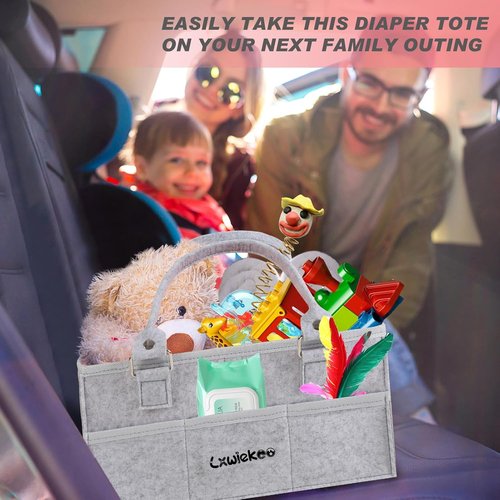 Large Baby Diaper Caddy Organizer - Portable Nursery Storage Tote for Changing Table & Car | Ideal Baby Shower Gift