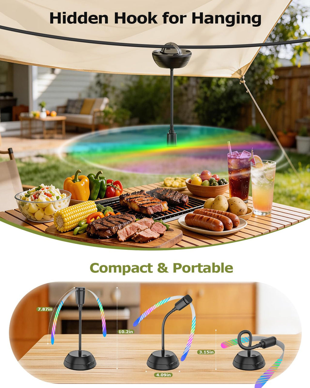 Edvision 4PCS Food Fan for Table, 2000mAh Rechargeable Portable Tabletop Fans with Holographic Blades and 360° Goose-Neck, Table Food Spinner Quiet for Picnic, Home, Party, BBQ(Black)
