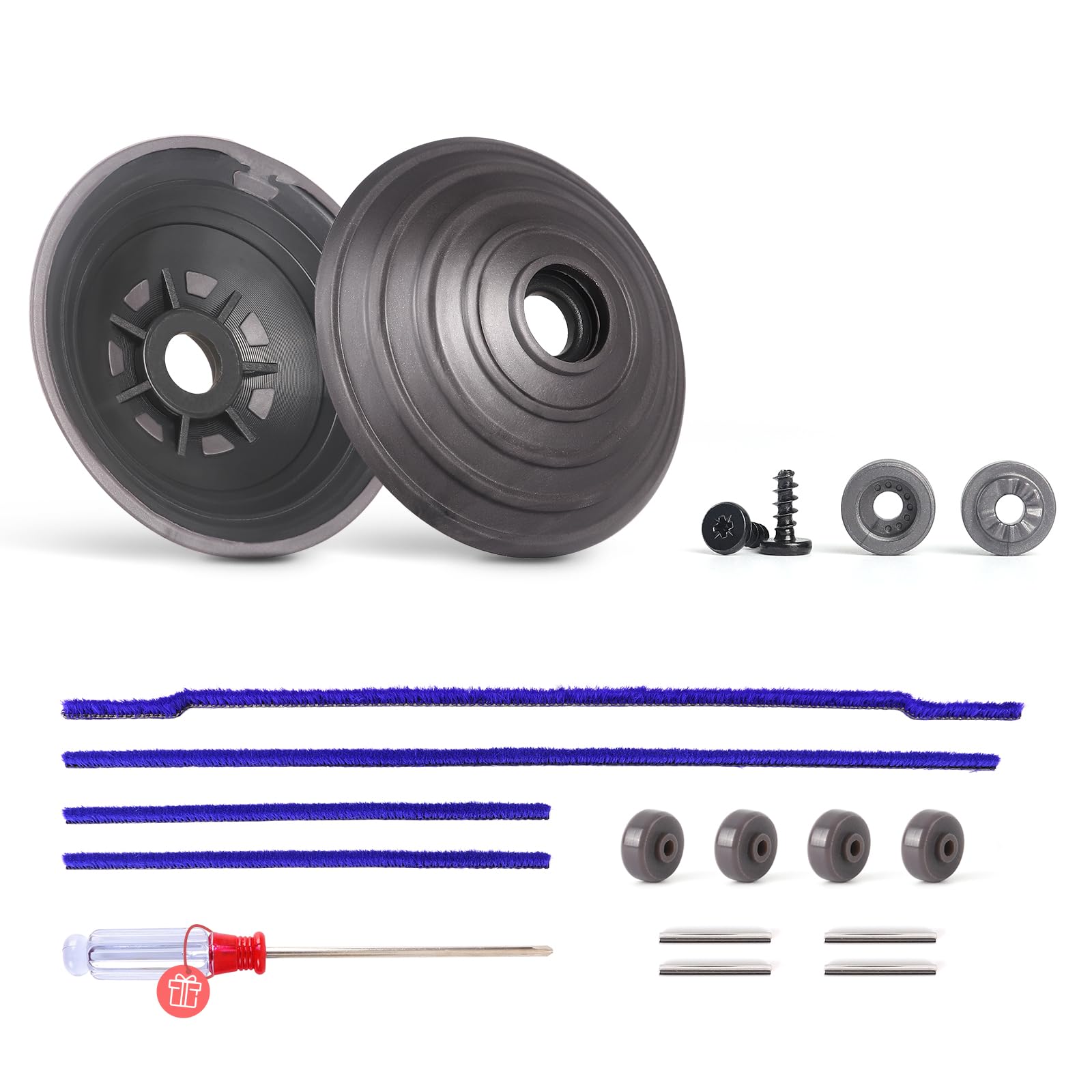 WYWY.Wide Ball Wheel +Plush Strips +Head Roller Set Compatible with Dyson V6 V7 V8 V10 V11 DC62 Vacuum Cleaner Head Parts 35W 50W Direct Drive Cleaner Accessories
