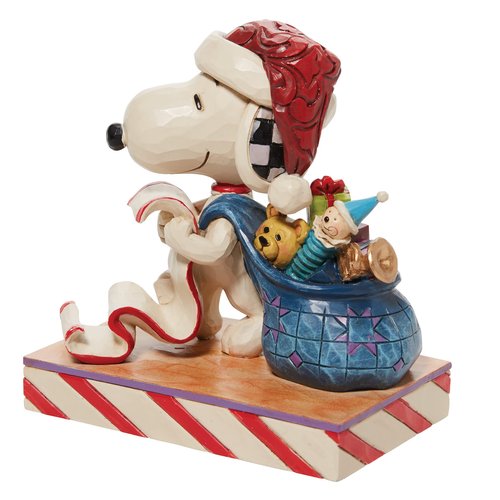 Enesco Jim Shore Peanuts Santa Snoopy with Christmas List and Toy Bag Figurine, 3.97 Inch, Multicolor