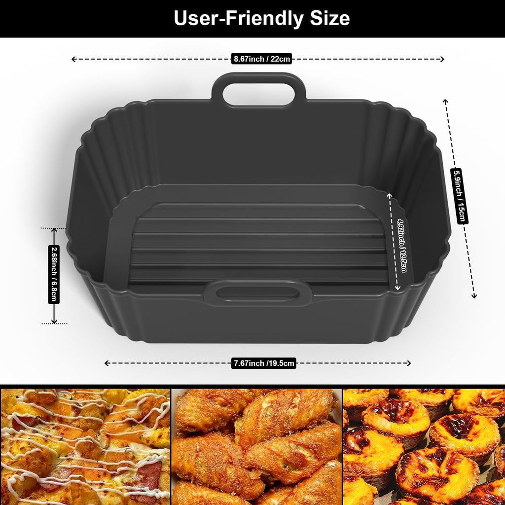 Silicone Air Fryer Liners - Reusable 2 Pack for Ninja Foodi & COSORI 9QT | Fits 8-10QT Dual Baskets