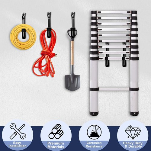 Dreecy J Heavy-Duty Utility Hooks - Perfect for Garage Storage | Black | 5-Pack